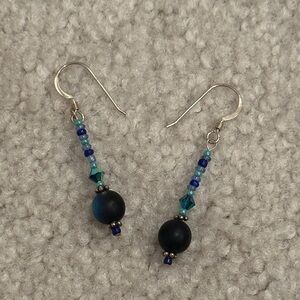 Elegant Blue Beaded Earrings